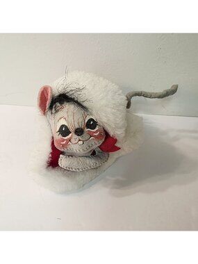 Vtg Annalee 1995 Doll Mouse In Santa Hat Christmas Holiday Mouse READ